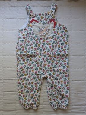 Mini Boden Floral Chicken Appliqué Cotton Romper - White, Pink, Green, Yellow
